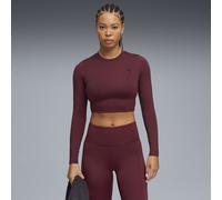 Camiseta crop de manga larga PUMA SHAPE para mujer, Ropa, Rojo, L