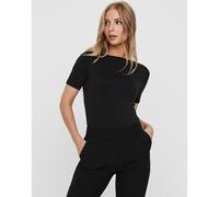 Camiseta cuello barco, manga corta Mujer Talla L. Color Negro