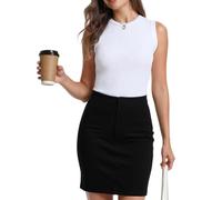 Camiseta Cuello Redondo Delgada Punto Sin Mangas Camisa Suéter Básico Jerséis Elástico Pullover Ajustado Invierno Primavera Otoño Moda Cómodo Clásico Casual Blanco L