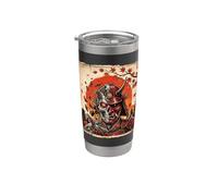 Camiseta Cyber Samurai Máscara De Demonio Japonés Vaso térmico de acero inoxidable de doble pared