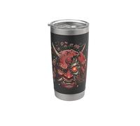 Camiseta Cyber Samurai Máscara De Demonio Japonés Vaso térmico de acero inoxidable de doble pared