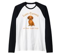 Camiseta Dachshund Love Comes On Four Short Legs Cute Dog Camiseta Manga Raglan