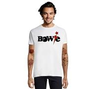 Camiseta David Bowie Pop Rock Concierto Festival Música Banda (FR/ES, Letras, S, Regular, Regular, Blanco)