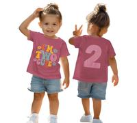Camiseta de 2º cumpleaños para niñas "I'm Two Cute", camiseta estampada de segundo cumpleaños, camiseta de fiesta de cumpleaños, ropa de verano de manga corta, tops suaves de cuello redondo, camisetas