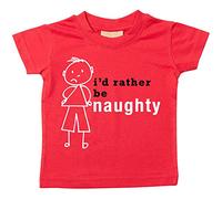 Camiseta de 60 segundos de maquillaje para niños con texto en inglés "I'd Rather Be Naughty", disponible en tallas de 0 a 6 meses a 14 a 15 años Rojo rosso Fulfilled by Amazon M/L(Fit Waist:21.7"-29.5")