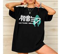 Camiseta de Algodón con Estampado de Miku, Ídolo Virtual del Anime Japonés, para Fans, Estilo Streetwear, H-HATSUNE MIKU, para Mujer, Harajuku, Verano 17 XXL