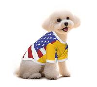 Camiseta de algodón con la bandera de Estados Unidos de España para perros pequeños, ropa de gato y perro con estampado único, camisa para cachorros de Pomerania, Bichon Frise Yorkie