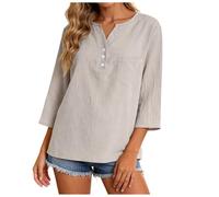 Camiseta De Algodón De Manga 3/4 para Mujer Camisetas Manga Corta Mujer Marca Camisa Camisa Corta para Blusa Vaquera Camiseta Larga con Mangas Encaje, Tops Elegantes, Blusas