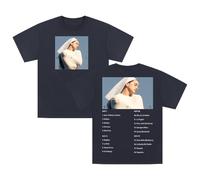 Camiseta de algodón de manga corta con cuello redondo de PHARCOYOU para hombre y mujer, diseño de lista de canciones del álbum Rosalia LUX, ropa urbana, azul marino, L
