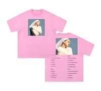 Camiseta de algodón de manga corta con cuello redondo de PHARCOYOU para hombre y mujer, diseño de lista de canciones del álbum Rosalia LUX, ropa urbana, rosa, S