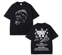 Camiseta De Algodón del Rapero Chris Brown Breezy XX Tour 2025, Camiseta De Moda para Hombre Y Mujer, Hip-Hop, Manga Corta, Holgada, Estilo Urbano, De Verano, Tallas XS-3XL.-Black||s