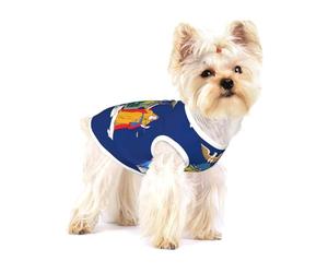 Camiseta de algodón estampada con la bandera del estado de Nueva York para perros pequeños, cachorros y gatos