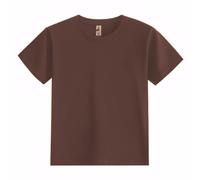Camiseta de algodón Infantil, Cuello Redondo, gramaje Medio, Manga Corta Lisa marrón, cómoda y Transpirable, Ideal para Colegio y Uso Diario, Unisex 7-8 años