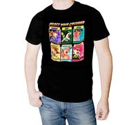 Camiseta de Algodón JoJo's Bizarre Adventure, Diseño de Personajes Anime, Manga Corta, (FR/ES, Letras, S, Regular, Regular, Personajes Negra)