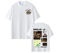 Camiseta De Algodón para Hombre con Tema del Álbum del Rapero Milo J Top Casual De Algodón De Estilo Hip Hop para Mujer con Cuello Redondo Y Corta XS-3XL-White||m