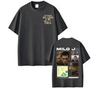 Camiseta De Algodón para Hombre con Tema del Álbum del Rapero Milo J Top Casual De Algodón De Estilo Hip Hop para Mujer con Cuello Redondo Y Corta XS-3XL-Grey||x_l