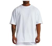 Camiseta De Algodón para Hombre Talla Grande Estilo Oversize Camiseta Básica De Verano Cuello Redondo Manga Corta Ropa Casual Suelta Cómoda Ligera para Diario Playa Viaje Deportes (White, XXL)