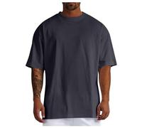 Camiseta De Algodón para Hombre Talla Grande Estilo Oversize Camiseta Básica De Verano Cuello Redondo Manga Corta Ropa Casual Suelta Cómoda Ligera para Diario Playa Viaje Deportes (Grey, L)