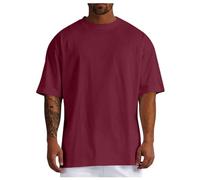 Camiseta De Algodón para Hombre Talla Grande Estilo Oversize Camiseta Básica De Verano Cuello Redondo Manga Corta Ropa Casual Suelta Cómoda Ligera para Diario Playa Viaje Deportes (Red, XXL)