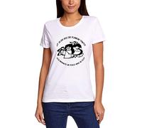 Camiseta de Algodón para Mujer, Diseños de Mafalda, Manga Corta, Cuello Redondo, Blanco (FR/ES, Letras, XXL, Regular, Regular, Planear)