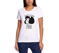 Camiseta de Algodón para Mujer, Diseños de Mafalda, Manga Corta, Cuello Redondo, Blanco (FR/ES, Letras, XXL, Regular, Regular, Amor)
