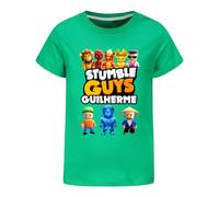Camiseta de algodón para niños con diseño casual de Stumble Guys de manga corta, camiseta de verano para niños, verde, 9-10 años