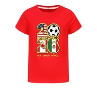 Camiseta de algodón para niños y niñas 2026 con estampado de bandera de Estados Unidos, Canadá, México, 4-13 años, rosso, 6-7 años