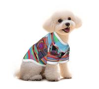 Camiseta de algodón para perro y gato, chaleco de verano transpirable colorido distópico para perros pequeños, camiseta sin mangas suave para cachorros, ropa ligera para mascotas, talla S
