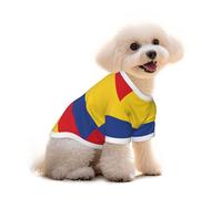 Camiseta de algodón para perro y gato, chaleco de verano transpirable con la bandera de Colombia para perros pequeños, camiseta sin mangas suave para cachorros, ropa ligera para mascotas, talla S