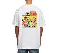 Camiseta de algodón pesado de gran tamaño con estampado de Hello Human Vintage Alien Poster Art Back Front, blanco, M