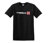 Camiseta de algodón pesado para jugadores inspirada en Umbrella Corporation de Resident Evil, Negro, L