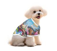 Camiseta de algodón puro con estampado de cuento de hadas de unicornio para mascotas, chaleco cómodo para perros y gatos, para ropa de invierno de verano pequeña y mediana