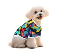 Camiseta de algodón puro con estampado de diagrama geométrico cuadrado para mascotas, chaleco cómodo para perros y gatos, para ropa de invierno de verano pequeña y mediana