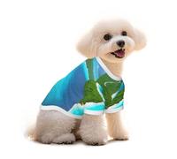 Camiseta de algodón puro con estampado de una isla en el océano para mascotas, chaleco cómodo para perros y gatos, para ropa de invierno de verano pequeña y mediana