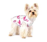 Camiseta de algodón sin mangas con estampado de flamenco rosa para perro, chaleco para mascotas, camisetas ligeras para talla S