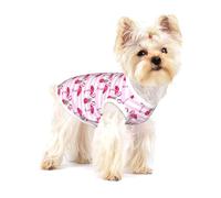 Camiseta de algodón sin mangas con estampado de flamenco tropical y piña para perro, chaleco para mascotas, camisetas ligeras para talla S