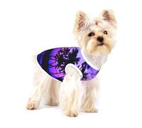 Camiseta de algodón sin mangas con estampado de palmera y puesta de sol morada para perro, chaleco para mascotas, camisetas ligeras para talla S