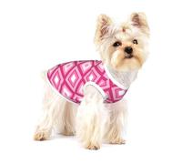 Camiseta de algodón sin mangas con patrón de diamante rosa para perro, chaleco para mascotas, camisetas ligeras estampadas para talla S