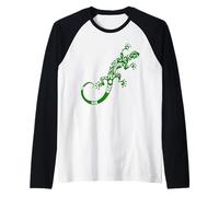 Camiseta de Animal Gecko para Mascotas con diseño Tribal Verde Lagarto Camiseta Manga Raglan