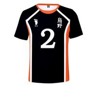 Camiseta de anime Haikyuu, camiseta del equipo de voleibol, camiseta de manga corta para estudiantes infantiles, Negro 2, 110