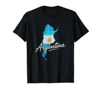 Camiseta de Argentina, gráfico de Mapa de la Bandera de Argentina para Argentino Camiseta gráfica económica, Hombre, Negro, S