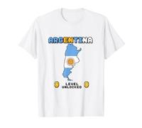 Camiseta de Argentina, gráfico de Mapa de la Bandera de Argentina para Argentino Camiseta gráfica económica, Hombre, Blanco, S