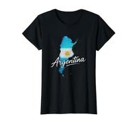 Camiseta de Argentina, gráfico de Mapa de la Bandera de Argentina para Argentino Camiseta gráfica económica, Mujer, Negro, S