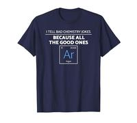 Camiseta de argón con Texto en inglés I Tell Bad Chemistry Jokes All The Good Ones Camiseta, Hombre, Azul Marino, 5XL