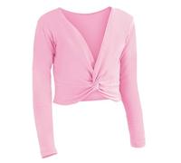 Camiseta de ballet de manga larga para niña, camiseta de danza de color puro, camiseta casual de capas para la escuela yoga y deportes, Rosa., 6-7 años
