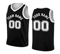 Camiseta de Baloncesto a la Medida, Imprime tu Nombre y Número, Ideal para Mostrar tu Lealtad a la Equipo Negro