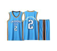 Camiseta de Baloncesto Adulto/Niños/Adolescentes 2 Piezas - Camiseta sin Mangas y Pantalón Corto, Ideal para Partidos y Práctica Azul 2XS