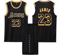 Camiseta de Baloncesto Adulto/Niños/Adolescentes 2 Piezas - Camiseta sin Mangas y Pantalón Corto, Ideal para Partidos y Práctica Negro 3XL