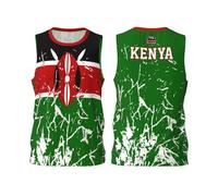 Camiseta de baloncesto de grano de la bandera de Kenia, camiseta deportiva con diseño de impresión completa 3D, Negro, S