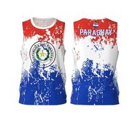 Camiseta de baloncesto de grano de la bandera de Paraguay, camiseta deportiva con diseño de impresión completa 3D, Negro, L